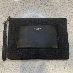 Coach Wool and Leather Black Wristlet